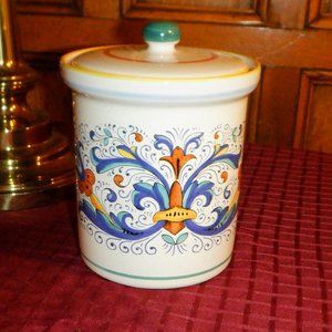 DERUTA Ceramiche CANISTER / Sealable Lid ~ RICCO Pattern ~ Made in Italy